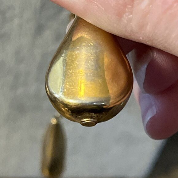 Rare HTF Vintage Napier Goldtone Heavy Teardrop Y Drop Necklace 30” - Picture 8 of 12